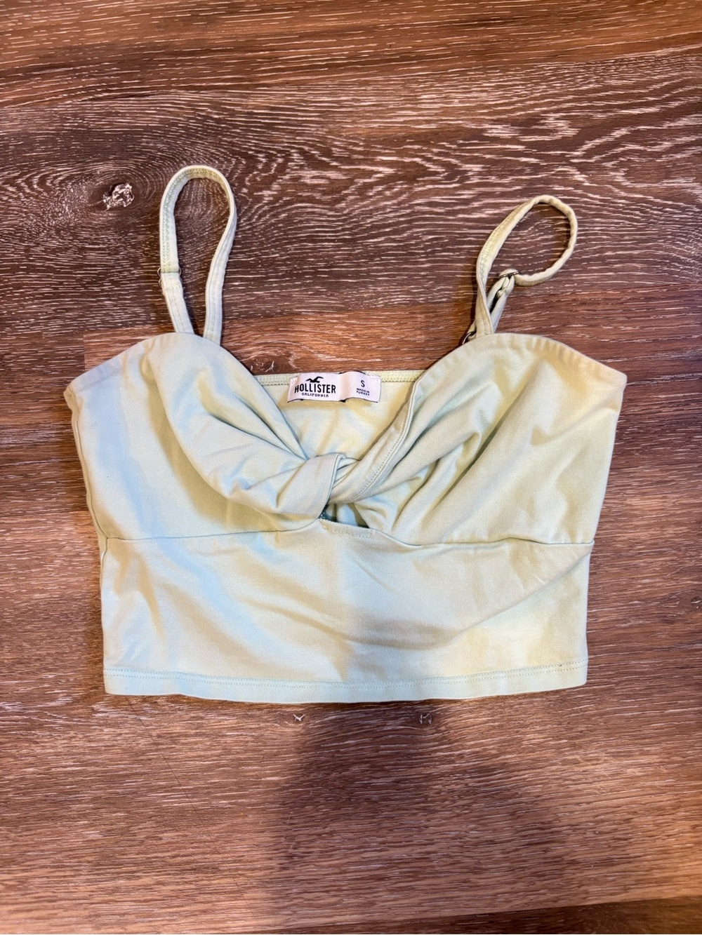 Hollister Sage Green Twist-Front Crop Cami